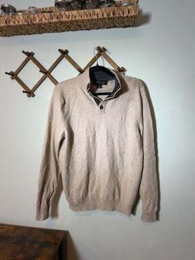 Harrison Davis 100% 2-Ply Cashmere Quarter Button Sweater Size L